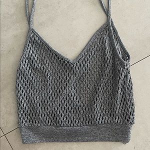 Zara Size Medium v-neck Grey Crotchet Tank Top Cover Up